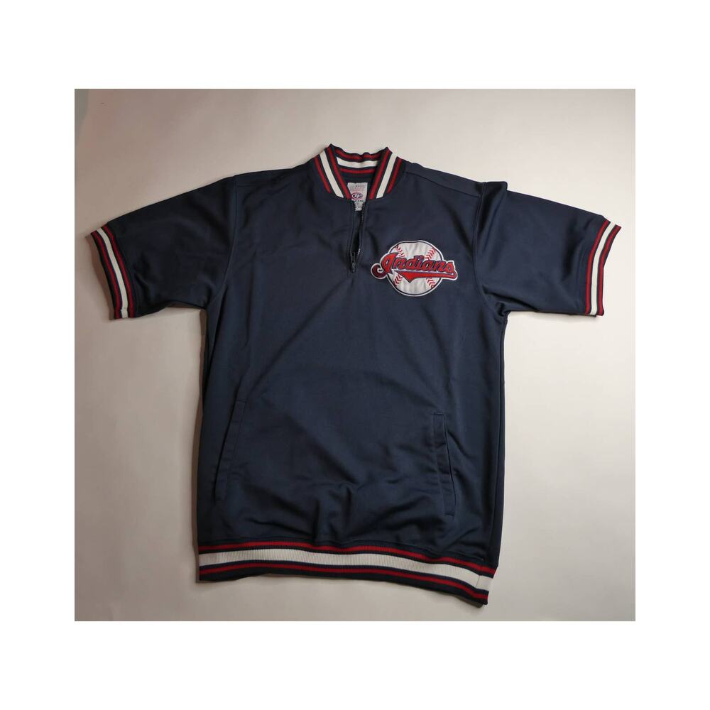 vintage 1990's Cleveland Indians 1/4 zip jacket jersey, True Fan, Large